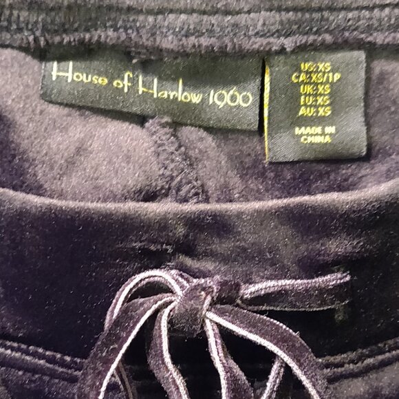 House of Harlow 1960 Black Velour Joggers SIZE XS - Picture 3 of 6
